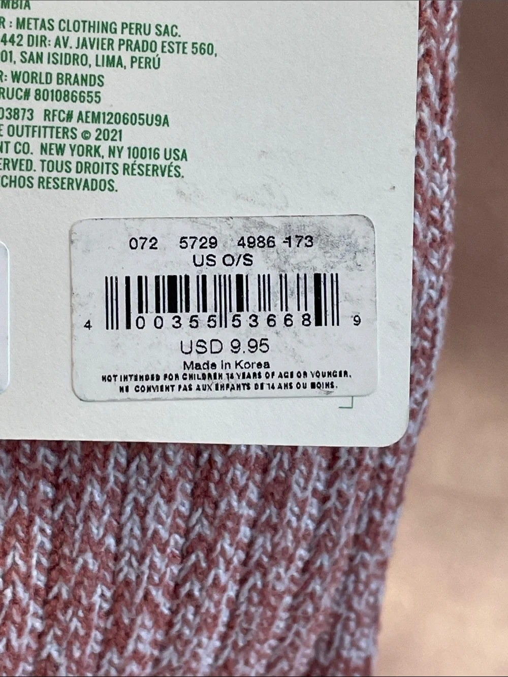 AERIE Marled Pink Crew Socks - NWT